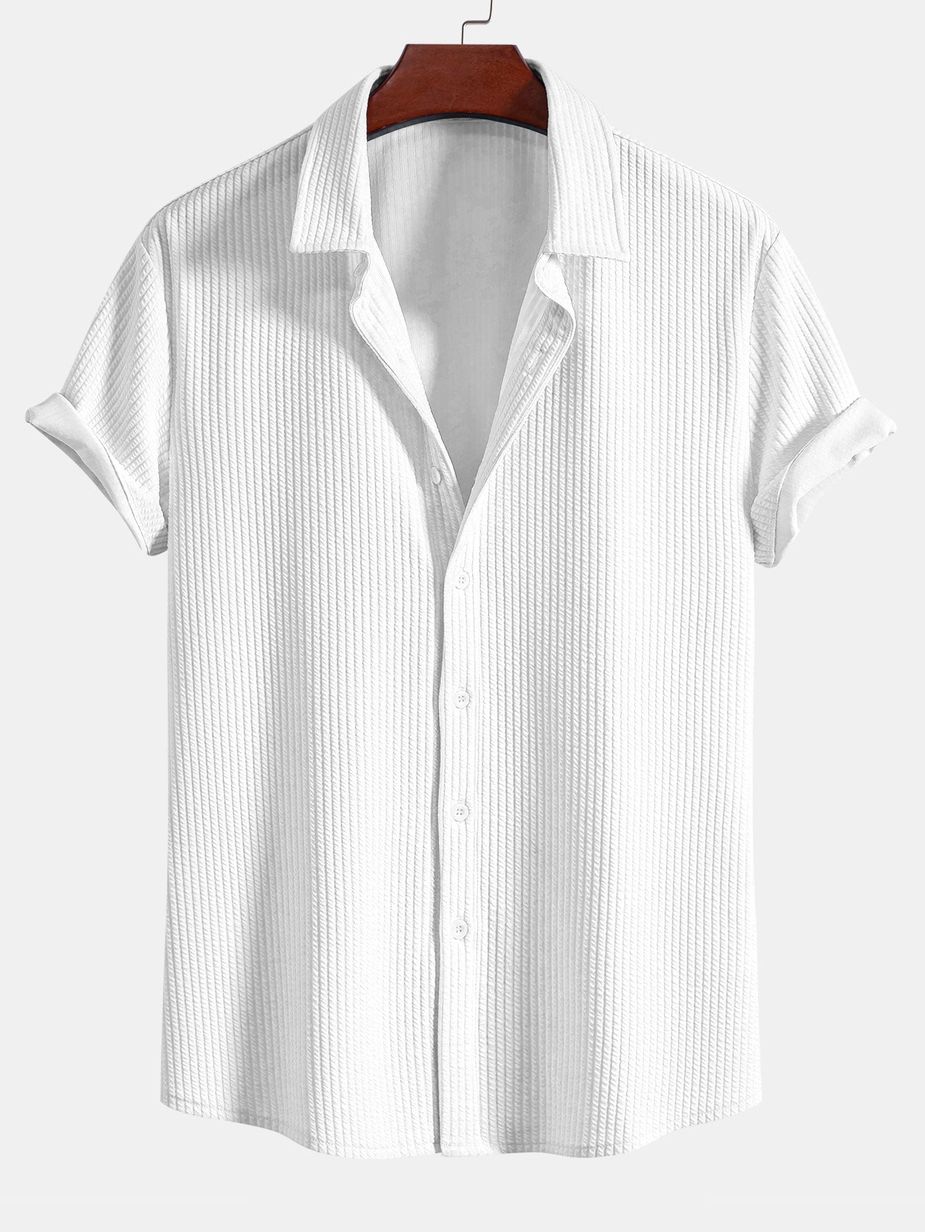 Derada | Geribbeld Button - Up Comfort Shirt - Derada Fashion