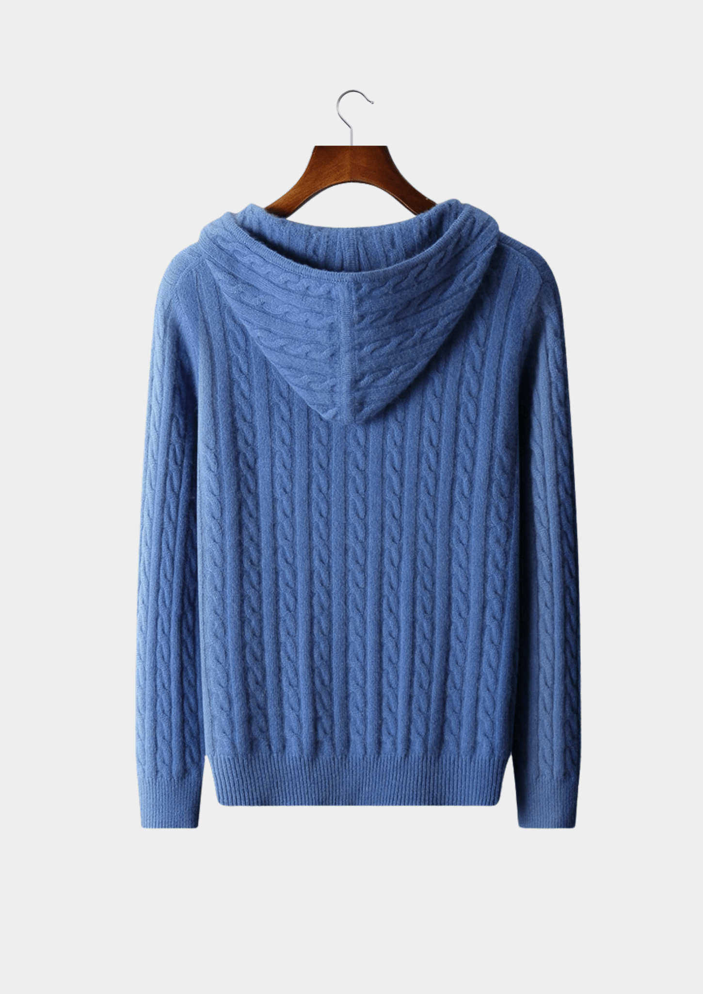 PREMIUM CASHMERE CABLE KNIT ZIPPER HOODIE - Derada