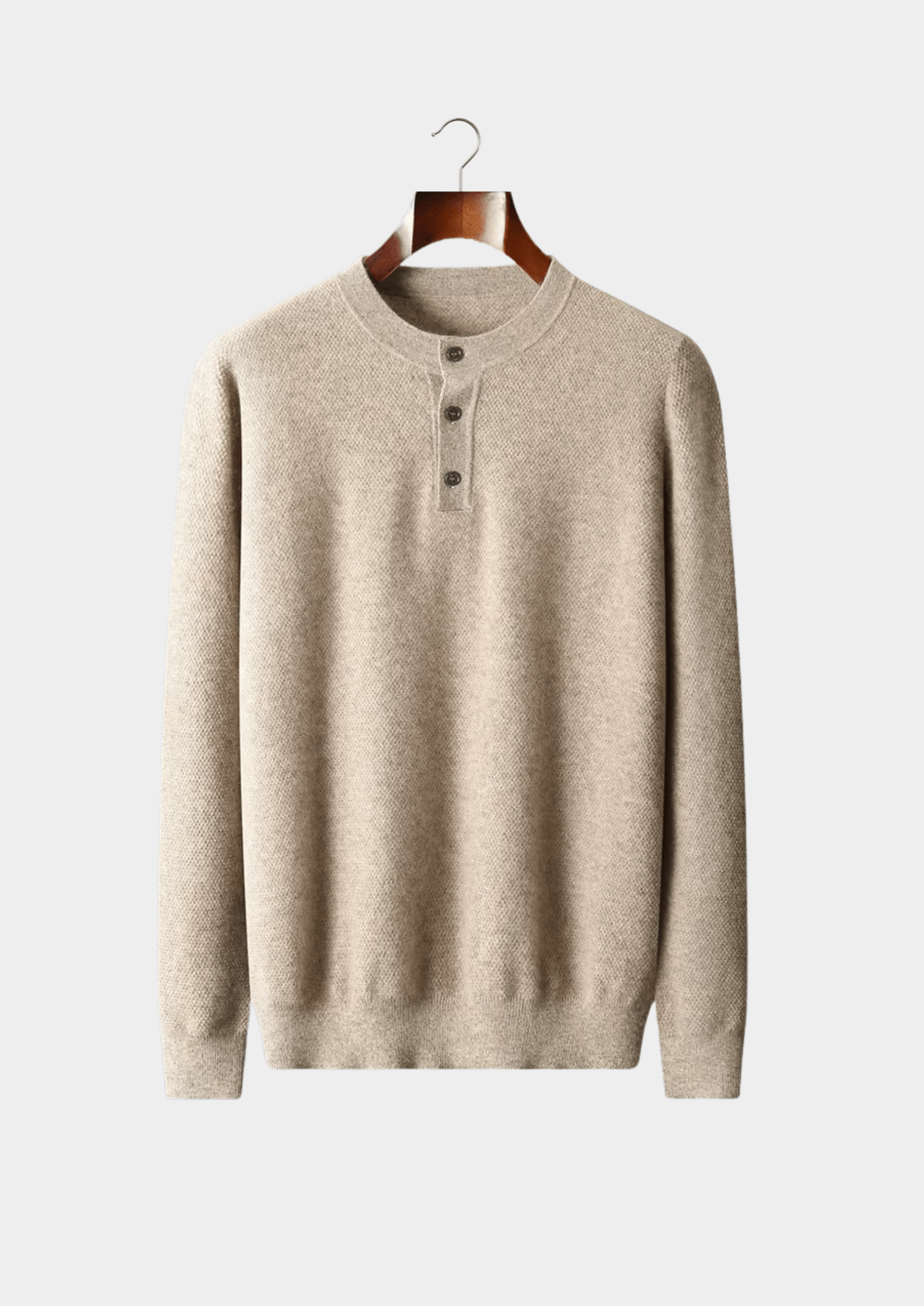 PREMIUM CASHMERE CLASSIC HENLEY SWEATER - Derada
