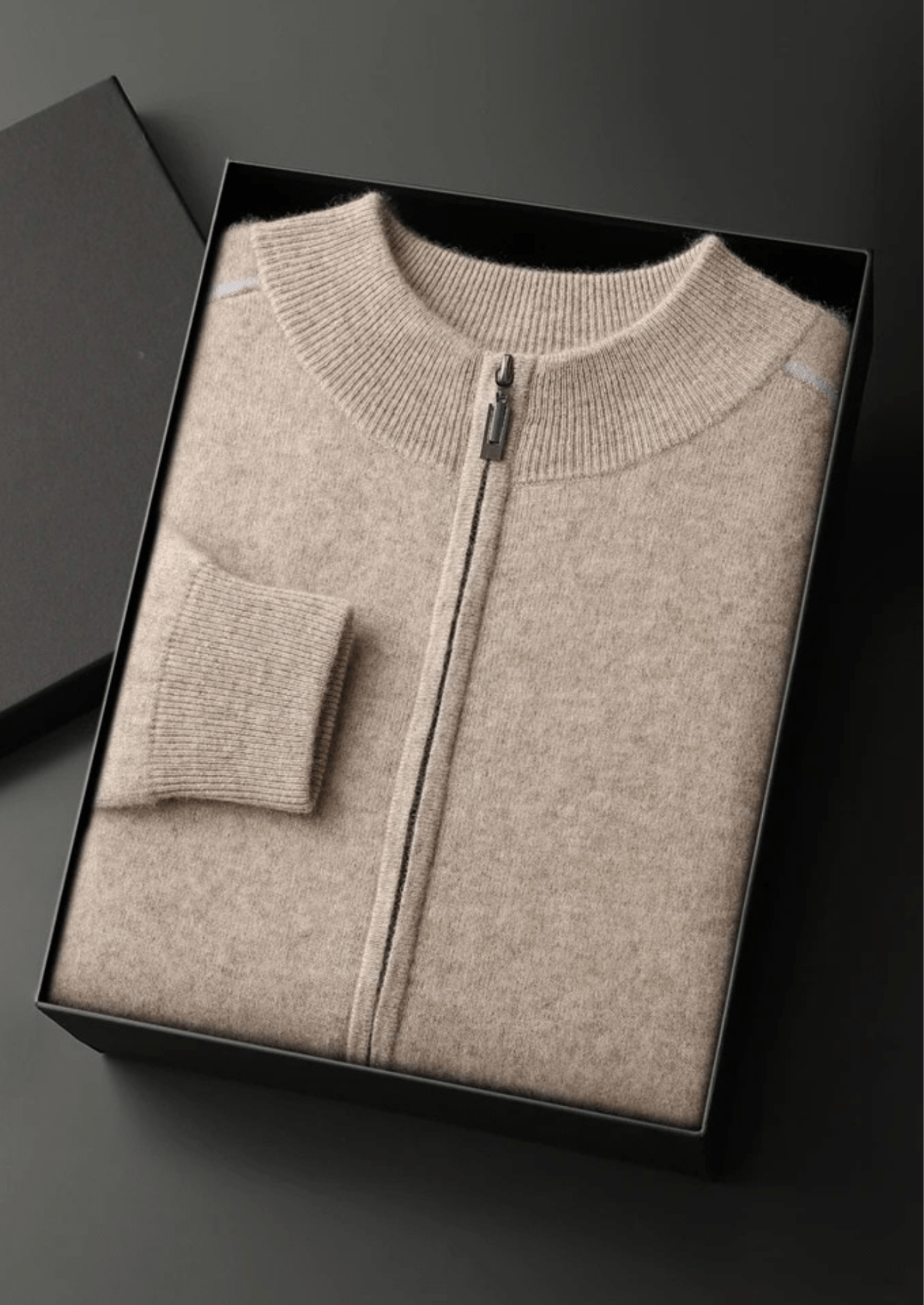 PREMIUM CASHMERE TWO TONE ZIP CARDIGAN - Derada