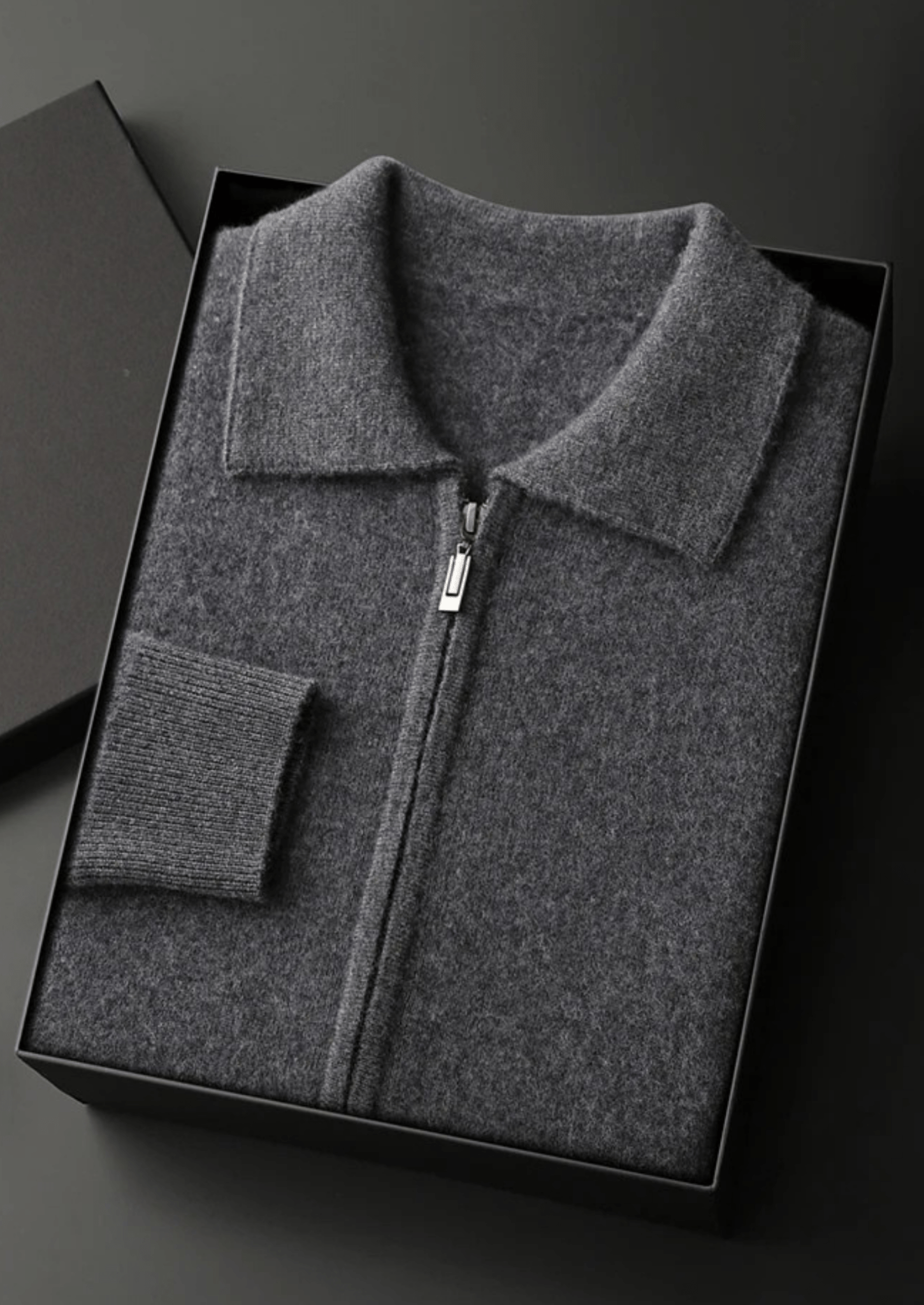 PREMIUM CASHMERE ZIP POLO CARDIGAN - Derada