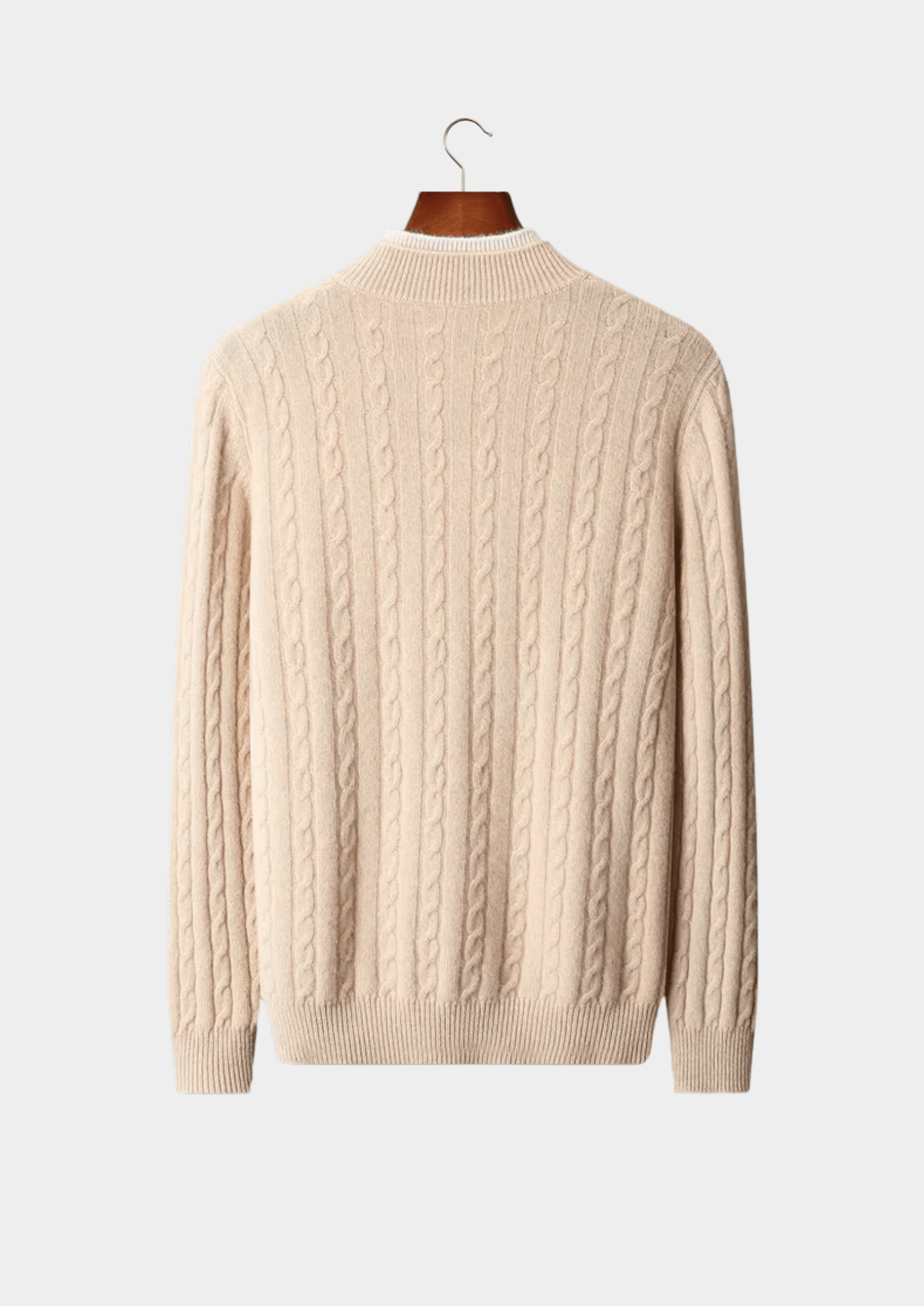 PURE EXTRA - FINE MERINO WOOL CABLE KNIT HENLEY SWEATER - Derada