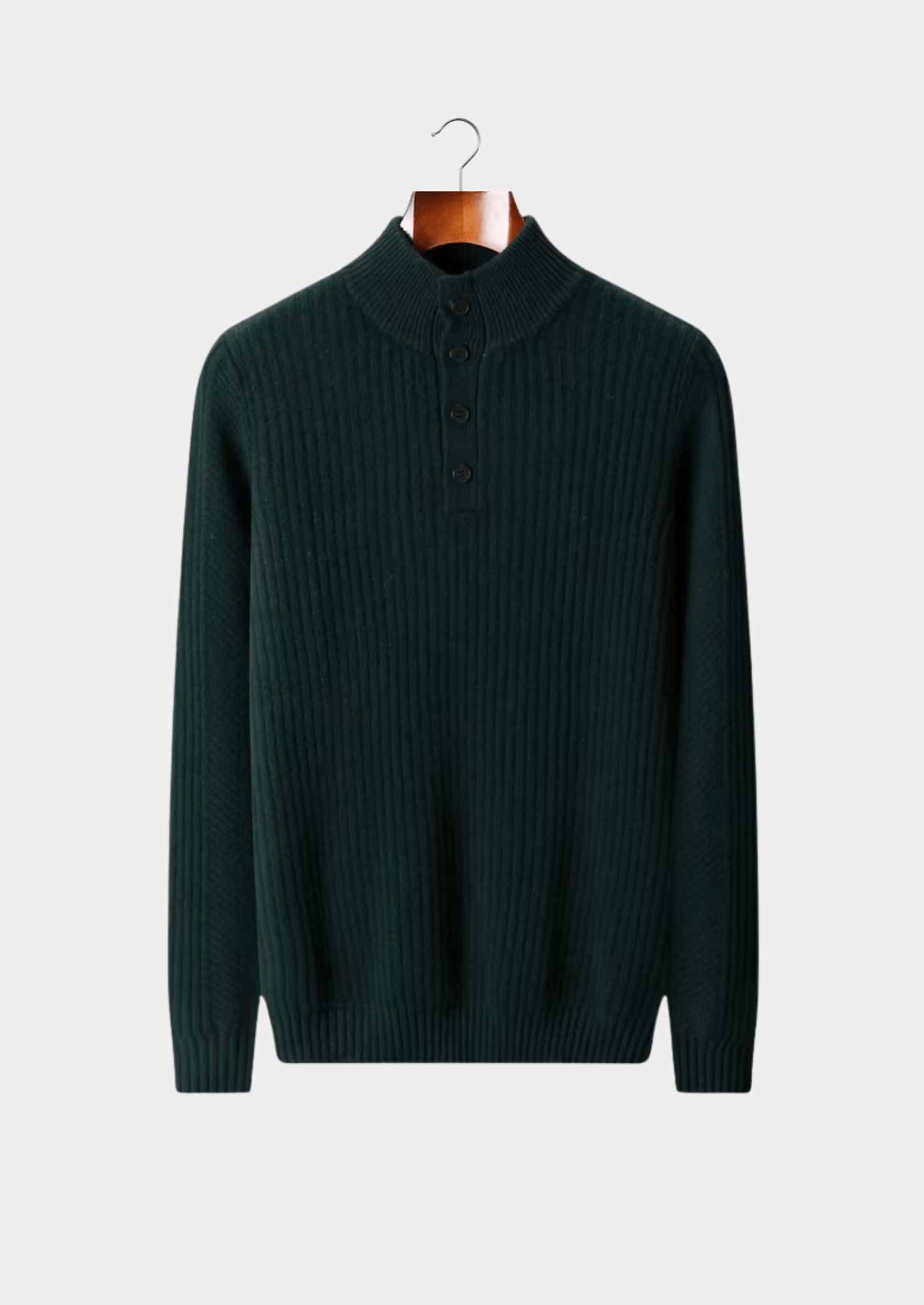 PURE EXTRA - FINE MERINO WOOL RIBBED HENLEY SWEATER - Derada