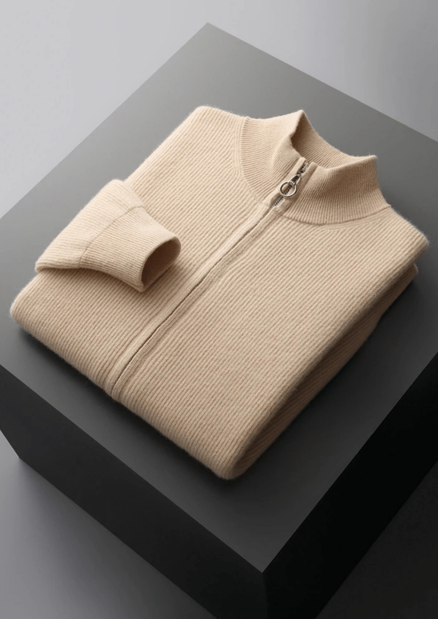 PURE EXTRA - FINE MERINO WOOL RIBBED ZIP CARDIGAN - Derada