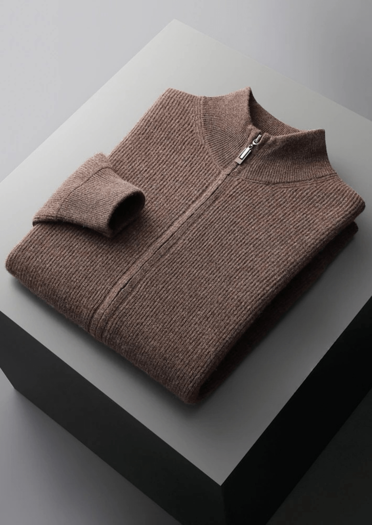 PURE EXTRA - FINE MERINO WOOL RIBBED ZIP CARDIGAN - Derada