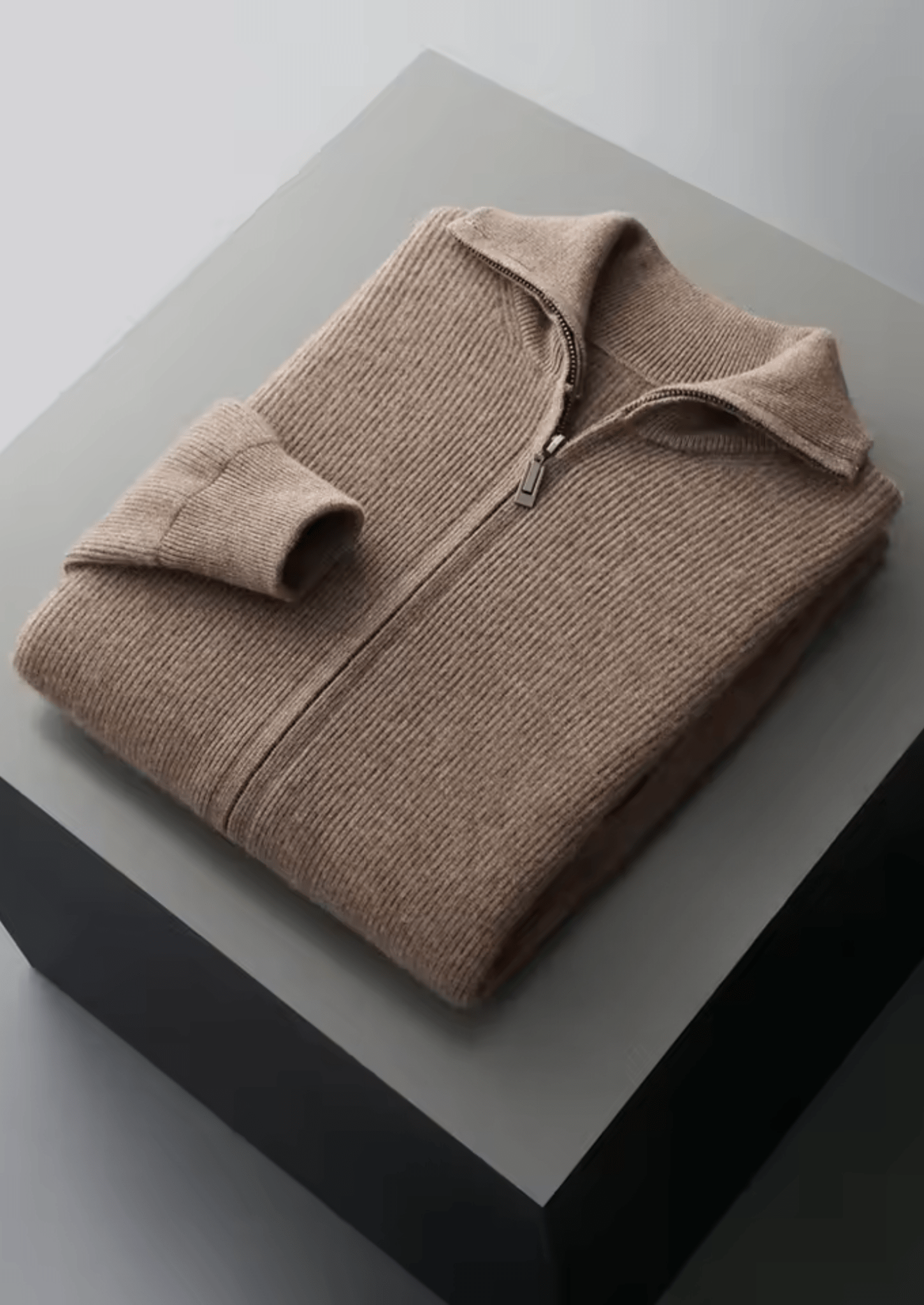 PURE EXTRA - FINE MERINO WOOL RIBBED ZIPPER CARDIGAN - Derada