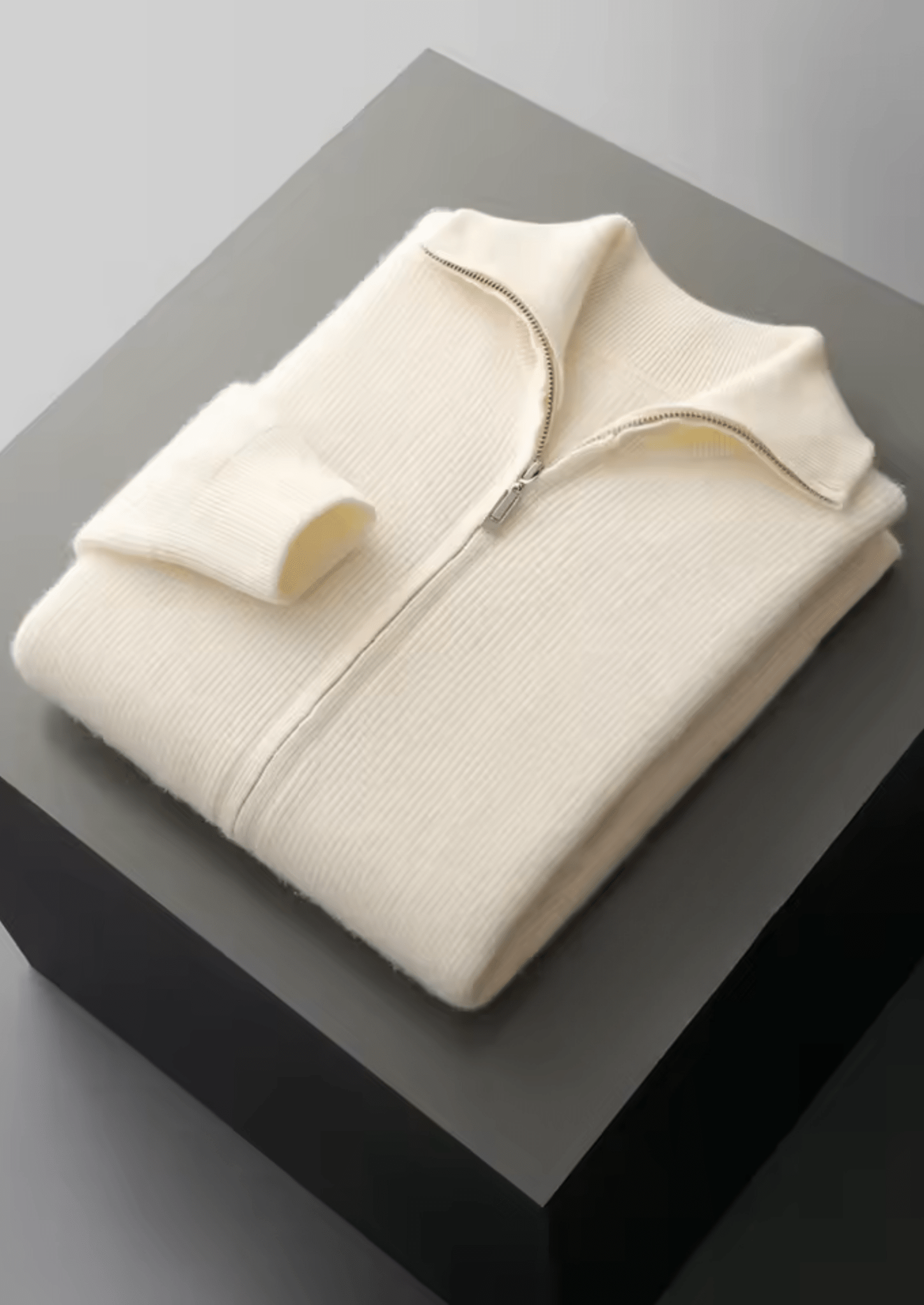 PURE EXTRA - FINE MERINO WOOL RIBBED ZIPPER CARDIGAN - Derada