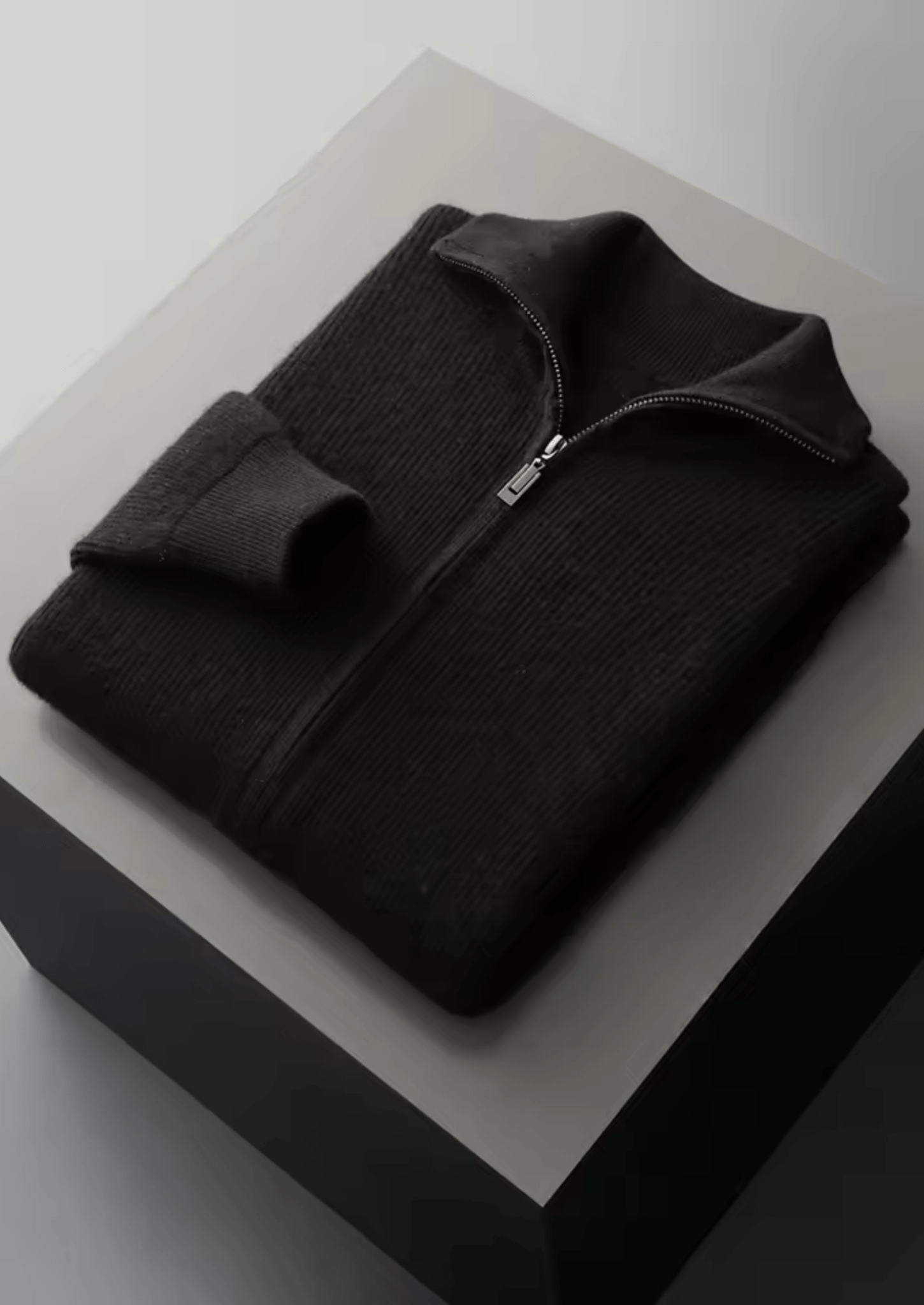 PURE EXTRA - FINE MERINO WOOL RIBBED ZIPPER CARDIGAN - Derada