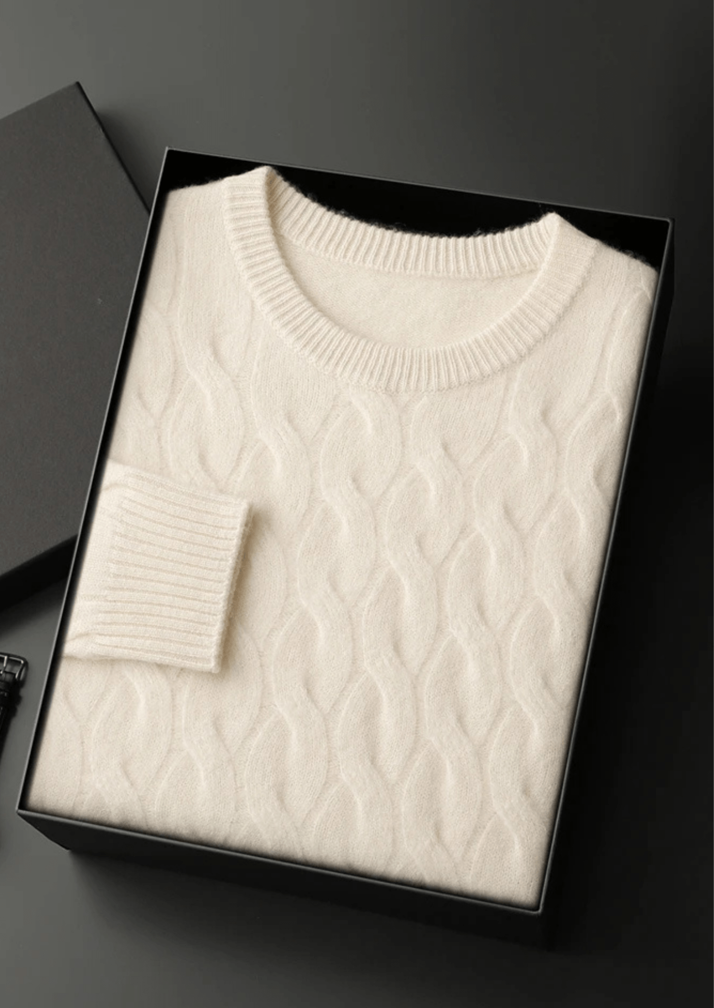 PREMIUM CASHMERE CABLE CREWNECK - Derada