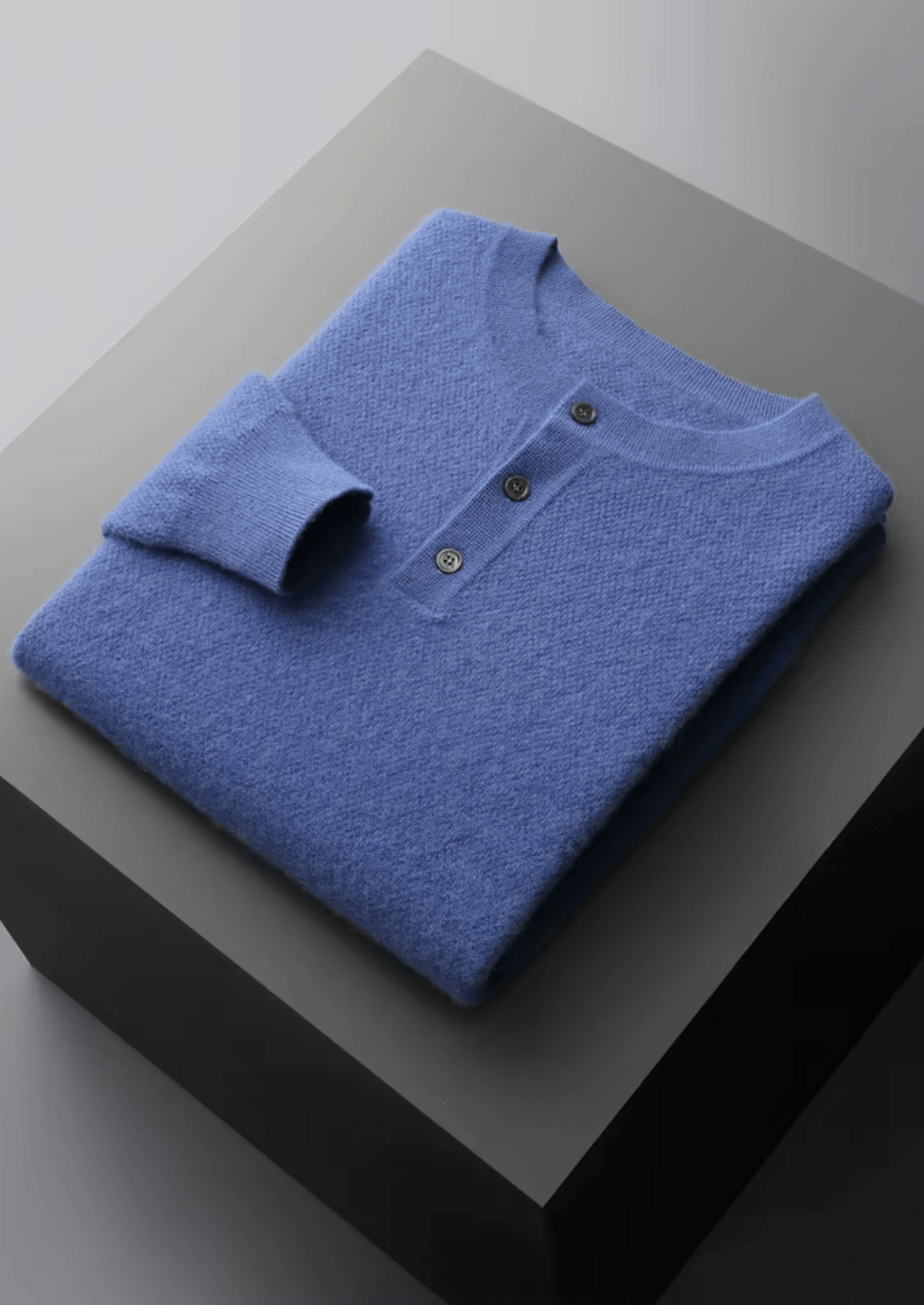 PREMIUM CASHMERE CLASSIC HENLEY SWEATER - Derada