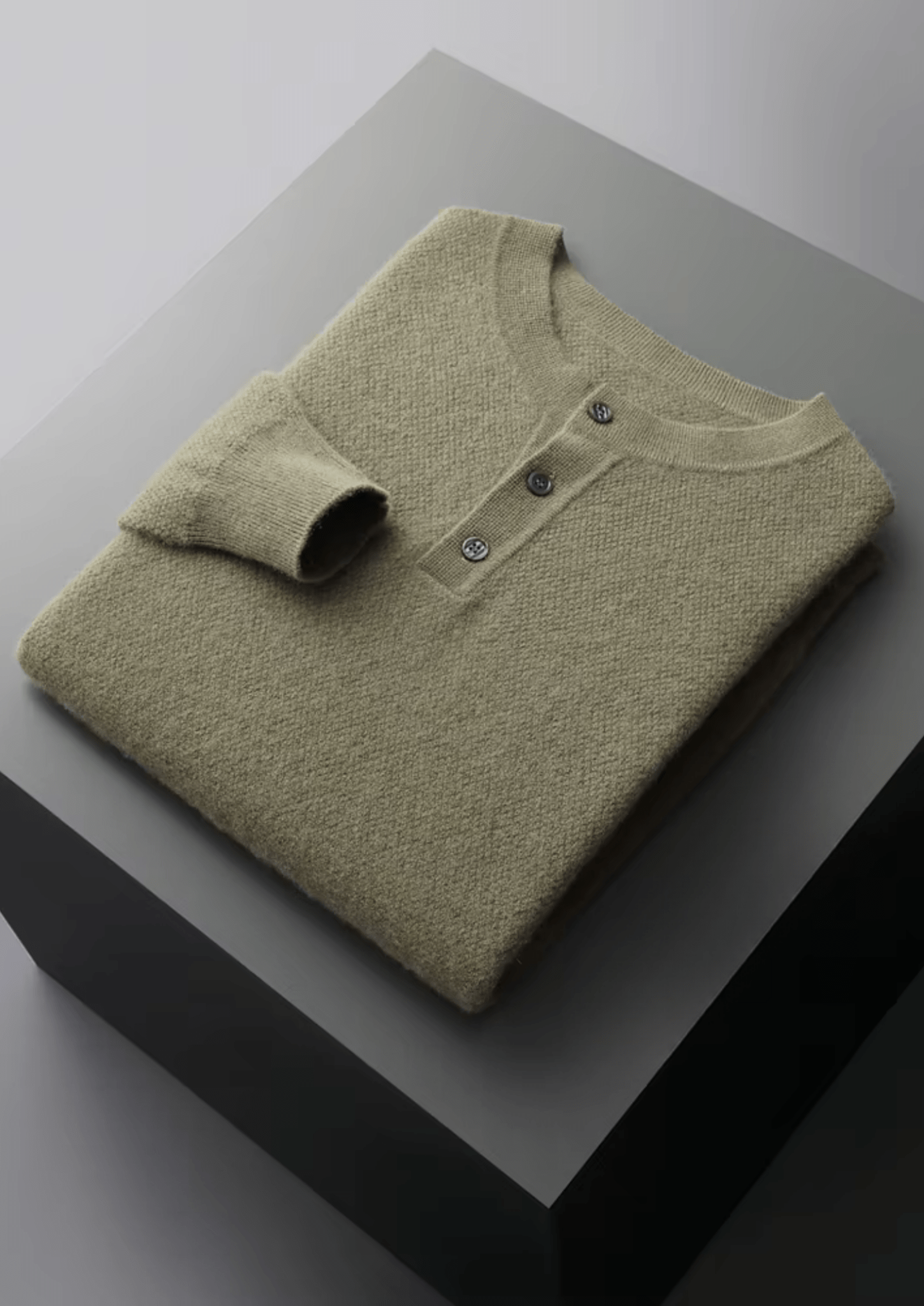PREMIUM CASHMERE CLASSIC HENLEY SWEATER - Derada