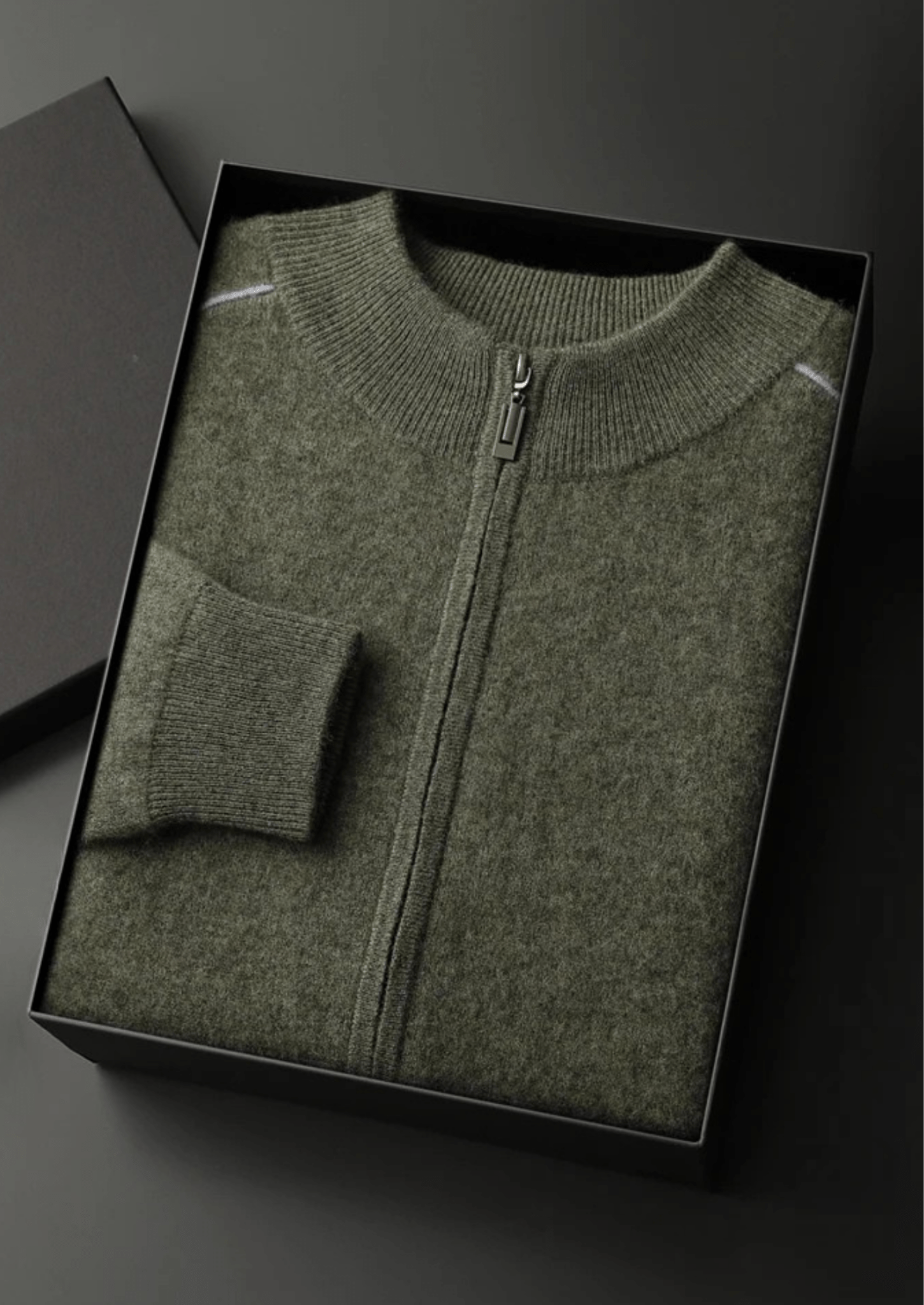 PREMIUM CASHMERE TWO TONE ZIP CARDIGAN - Derada