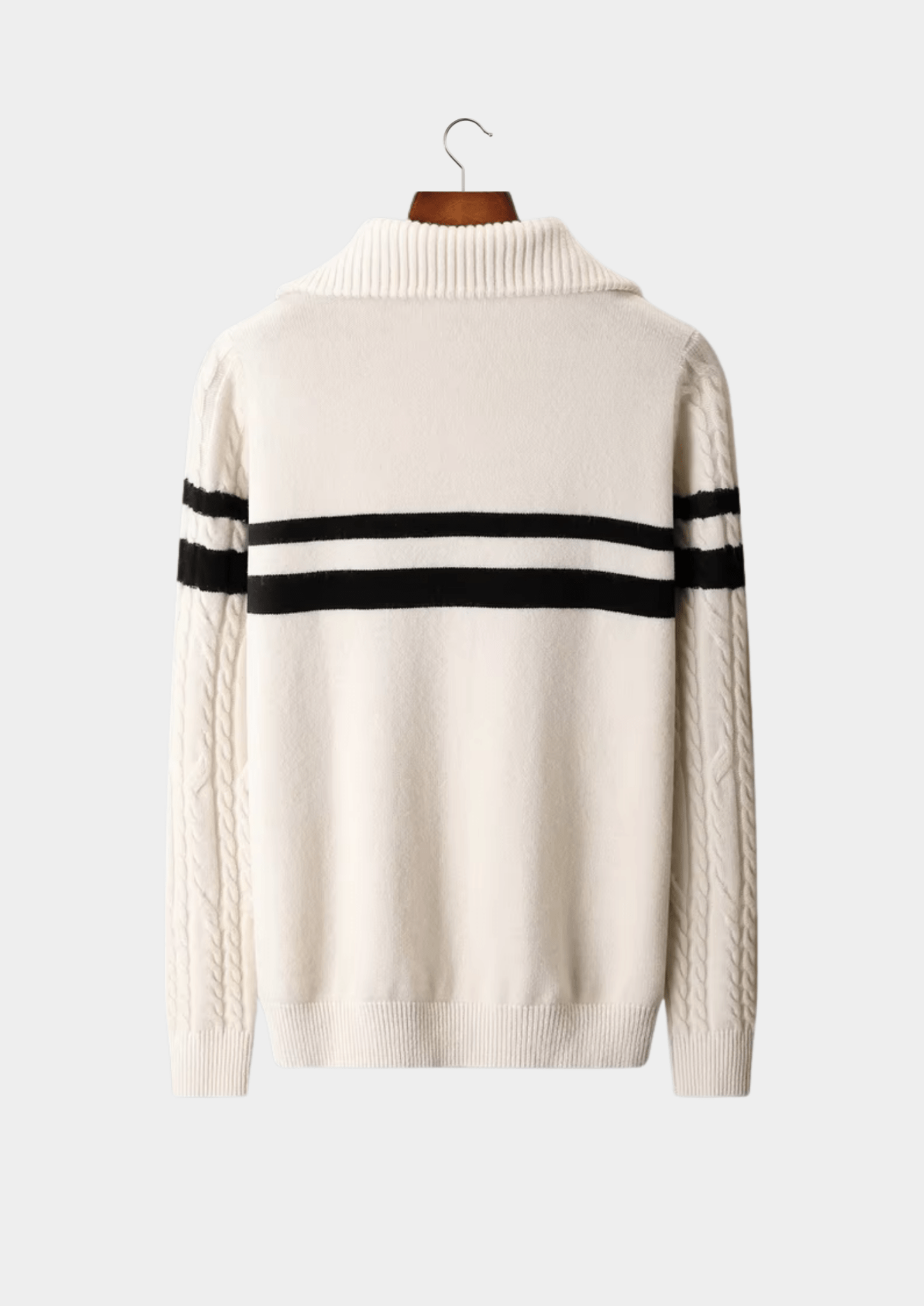 PURE EXTRA - FINE MERINO WOOL STRIPED HALF - ZIP SWEATER - Derada
